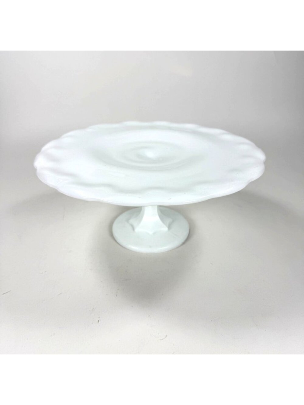 Vintage Indiana Glass White Milk Glass Teardrop Footed 10.5" Pedestal Cake Stand